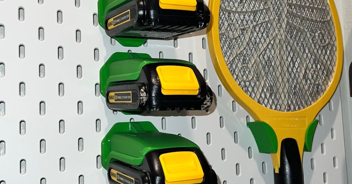 DeWalt Battery Holder for IKEA SKÅDIS Pegboard by Harvinator Download
