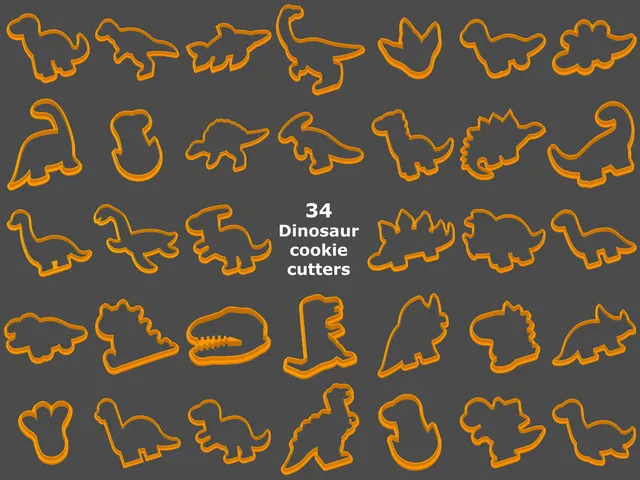 34 Dinosaur cookie cutters / cutter [Dinosaurus vykrajovátka]