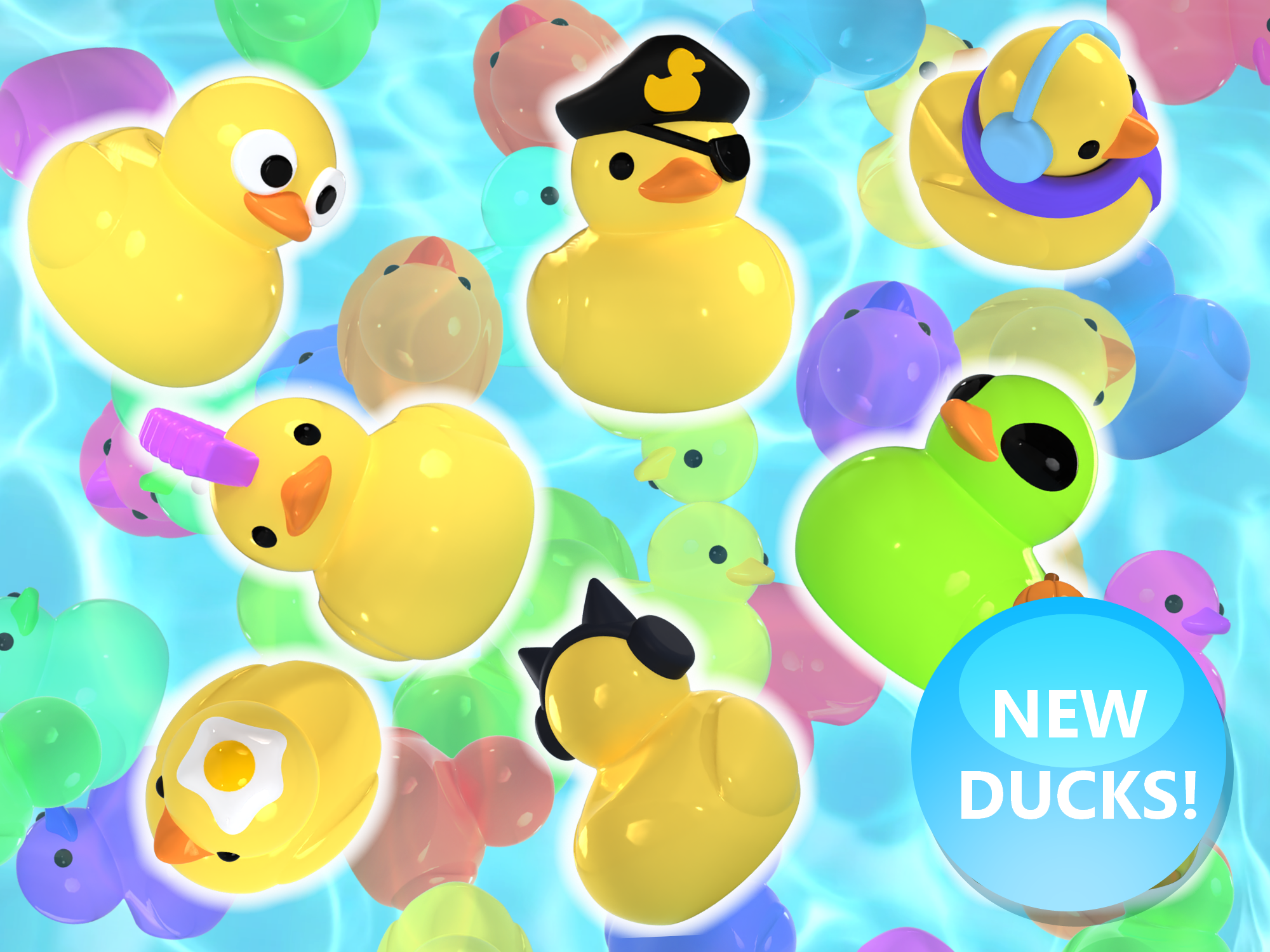 Floating Plastic Ducks 3D model thumbnail