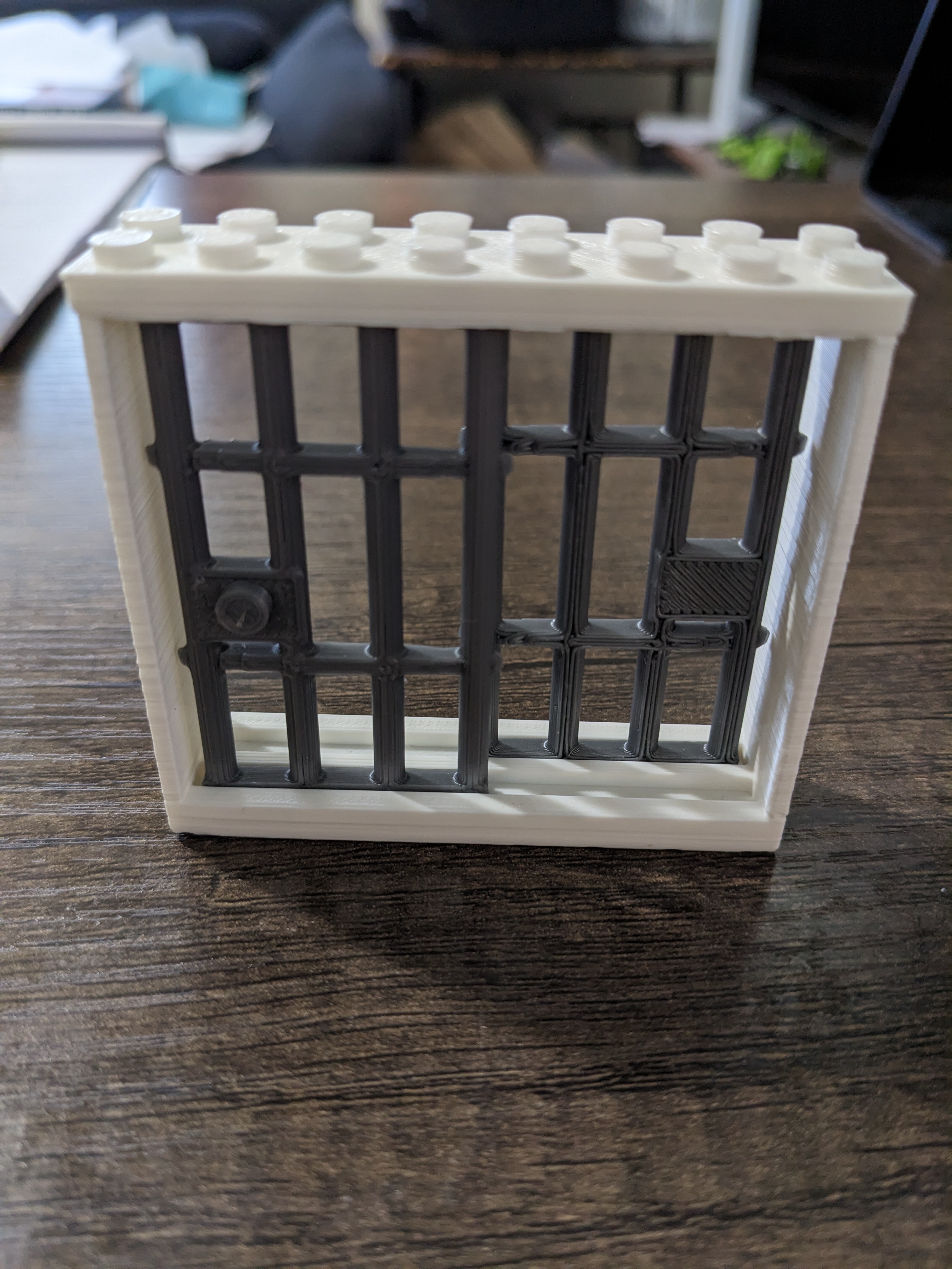 Lego compatible double sliding prison gate