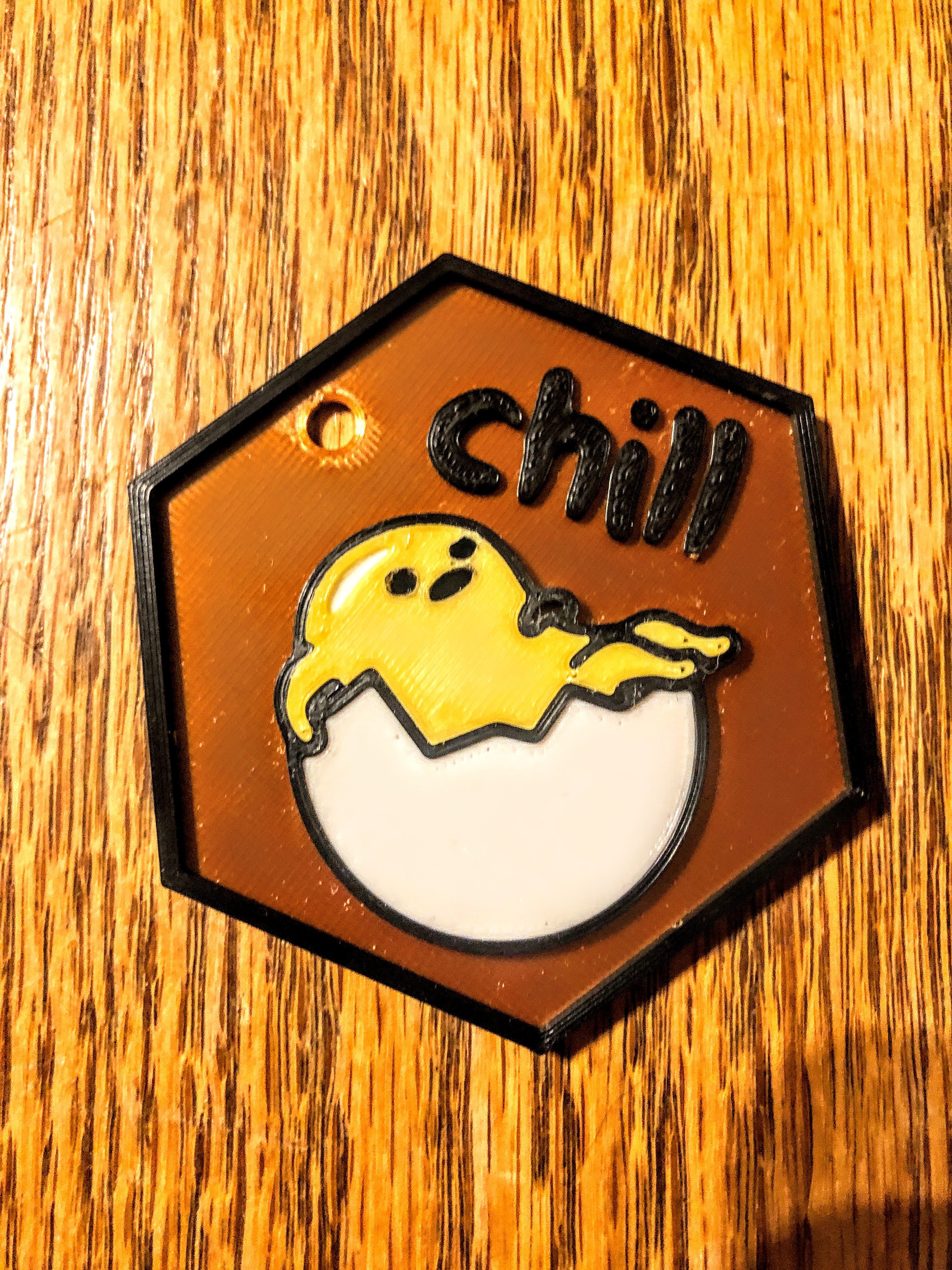 Gudetama Hex Keyring or Backpack Tag