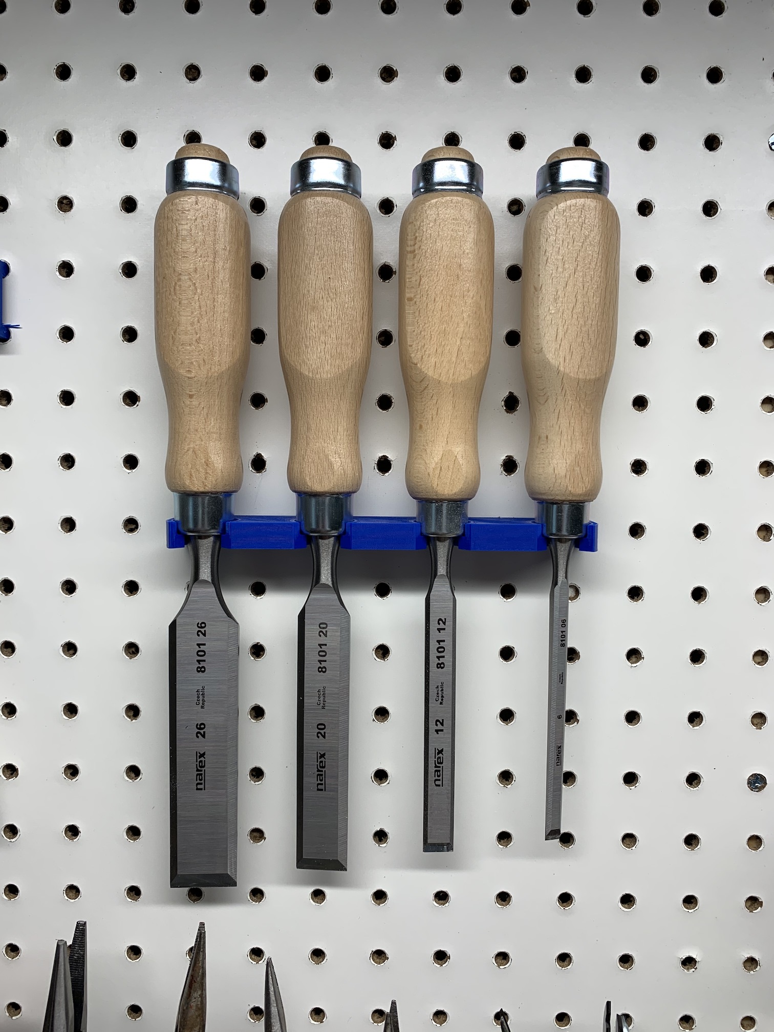 Pegboard holder for Narex chisels