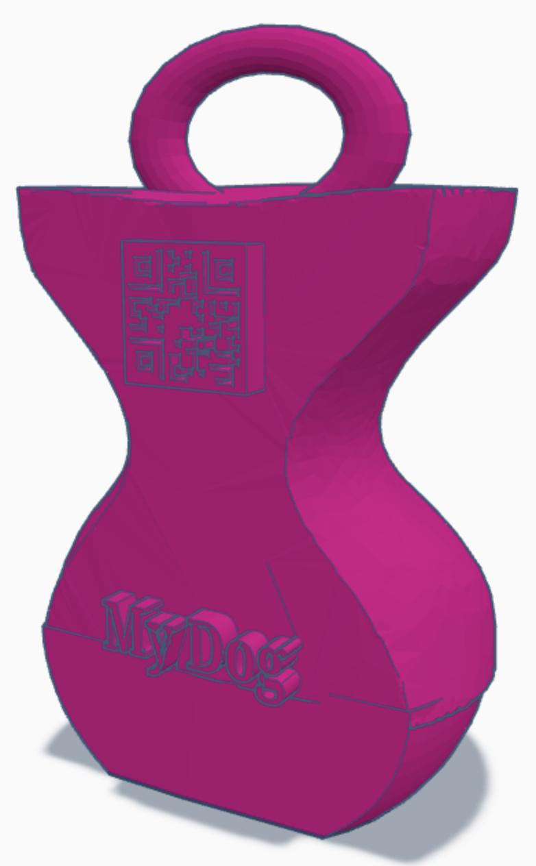 Simple bone shape dog tag with qr code