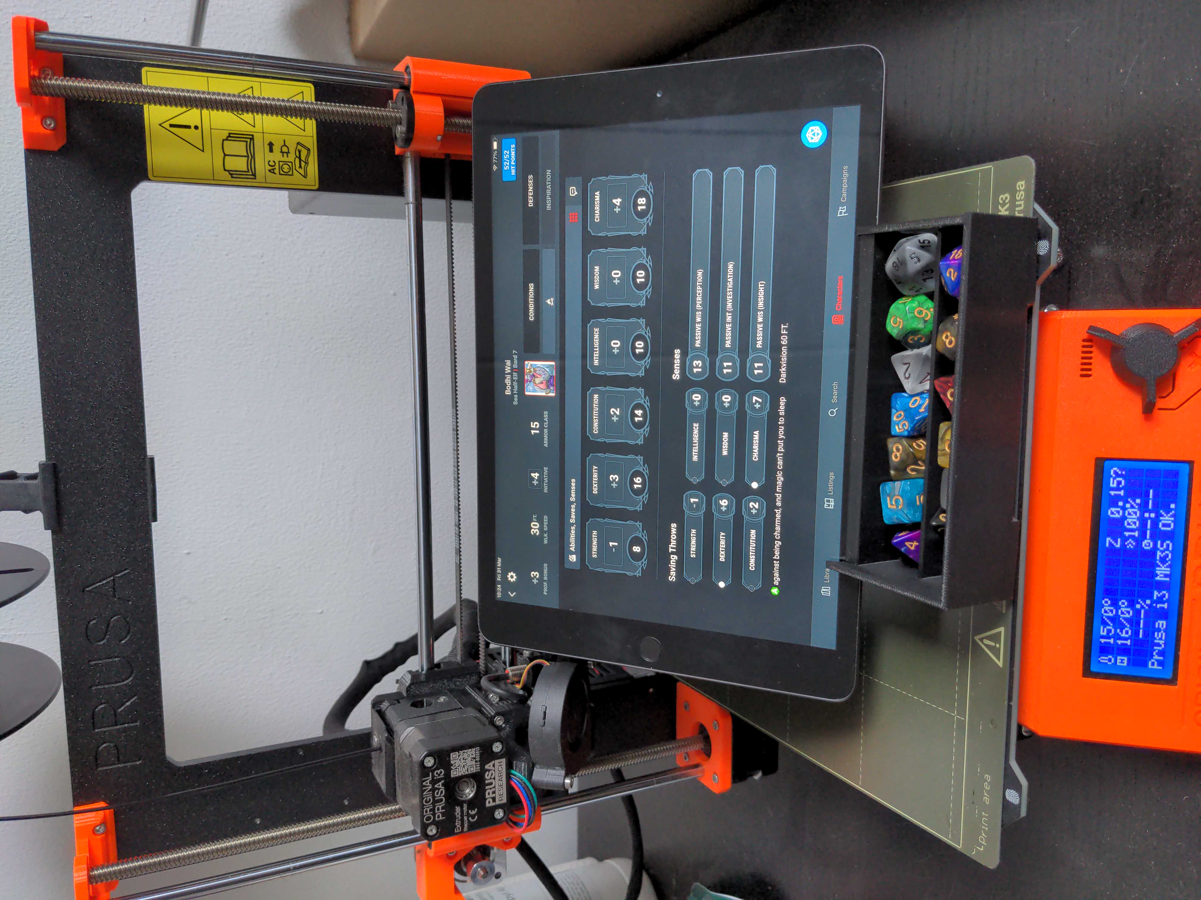 Dice holder and tray with integrated tablet stand by Unmasked4118