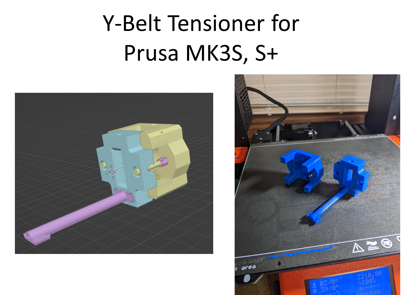 YBelt Tensioner for Prusa MK3S & S+ by Hank Download free STL model