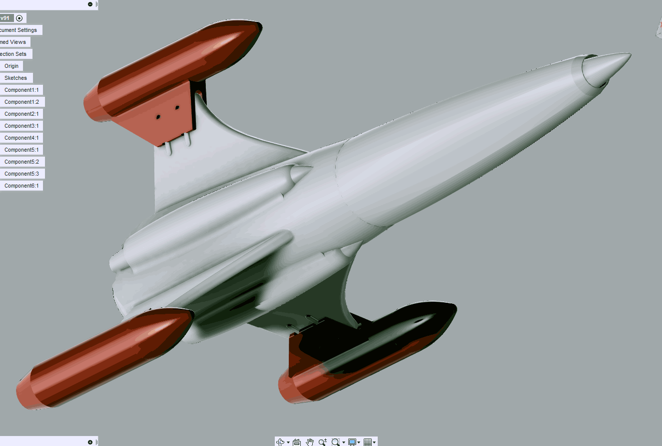 Retro spaceship model with modeled printing support od autora 4XS ...