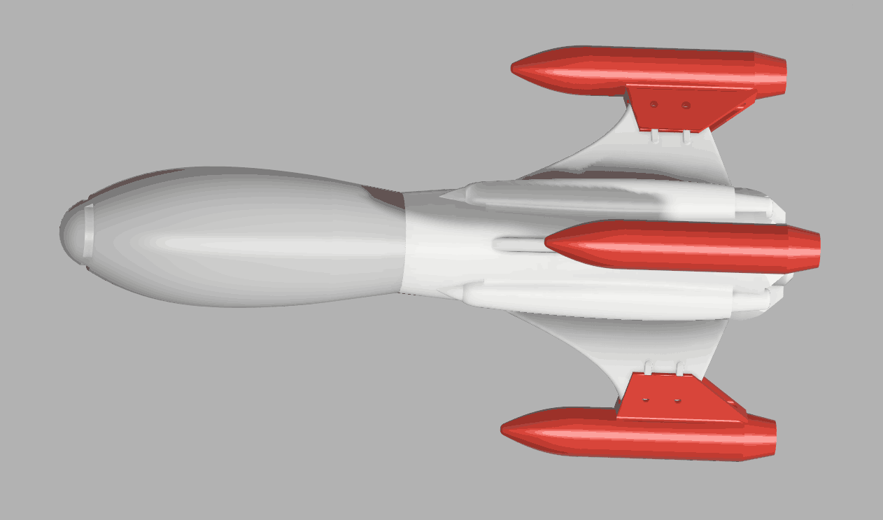 Retro spaceship model with modeled printing support by 4XS Download