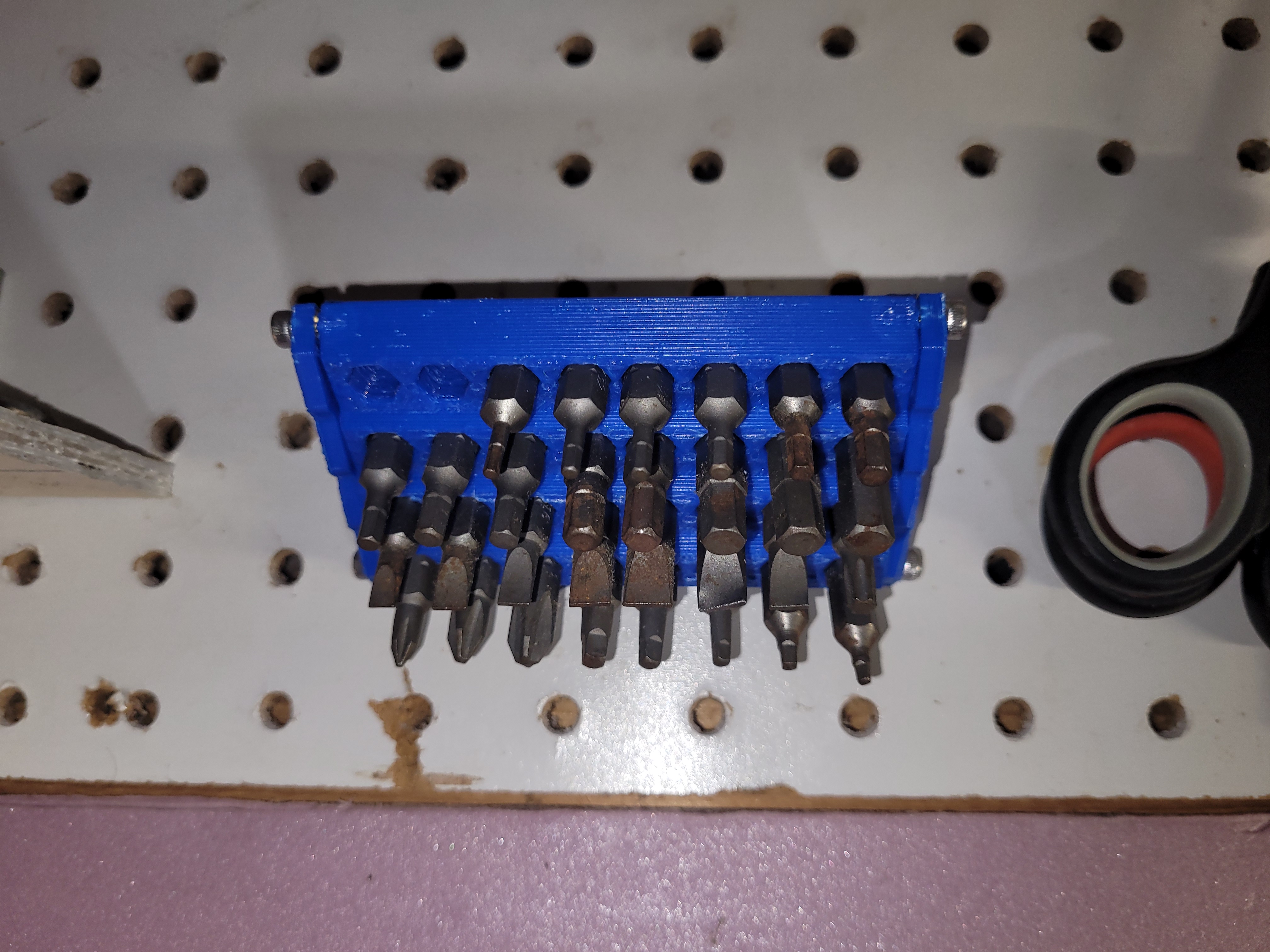 1/4" (.25") | Hex Driver Bit Holder | 8 x 4 | 32 Bit Holder | For Pegboard