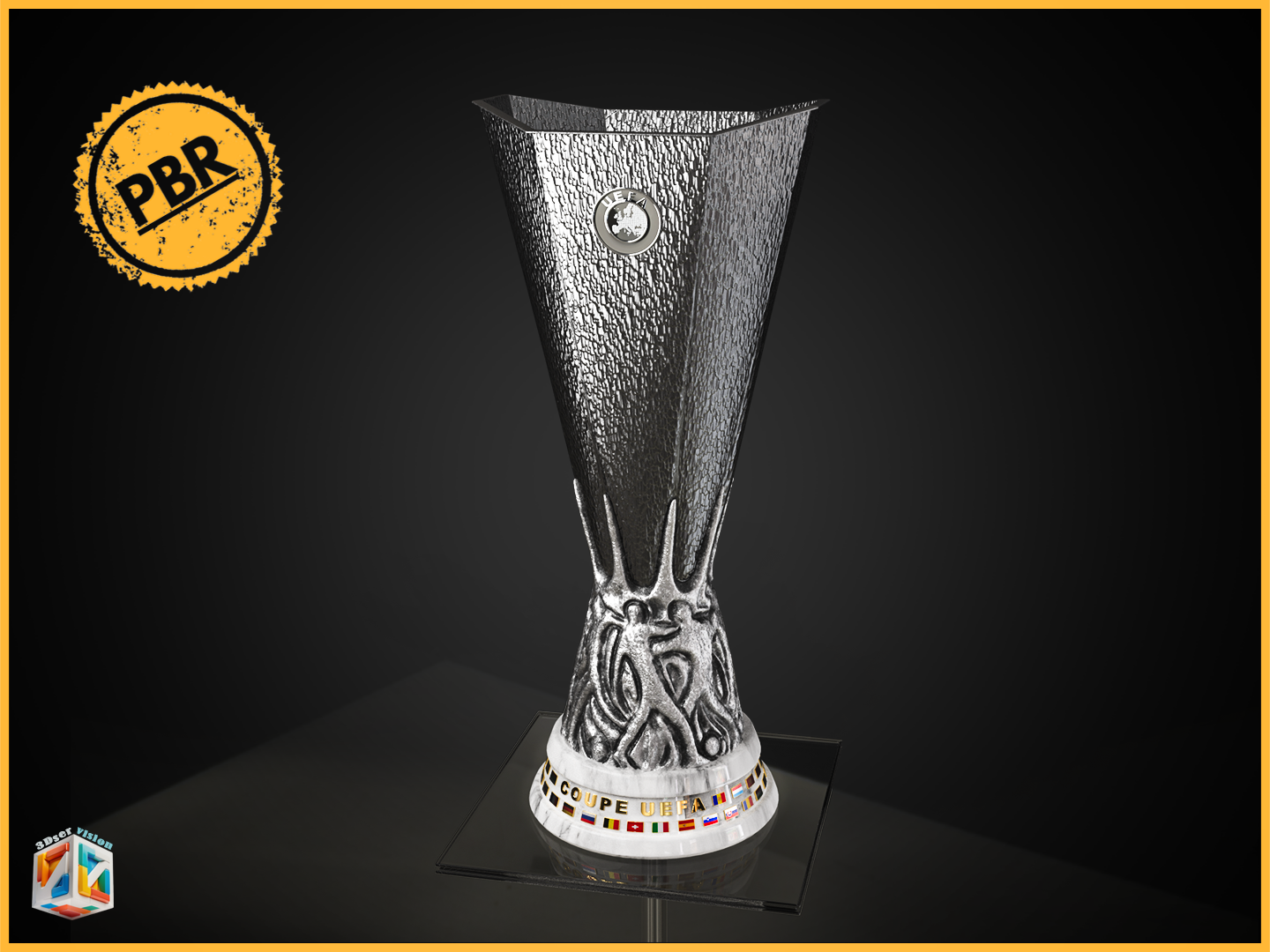 football Europa League trophy award in detailed for 3Dprint