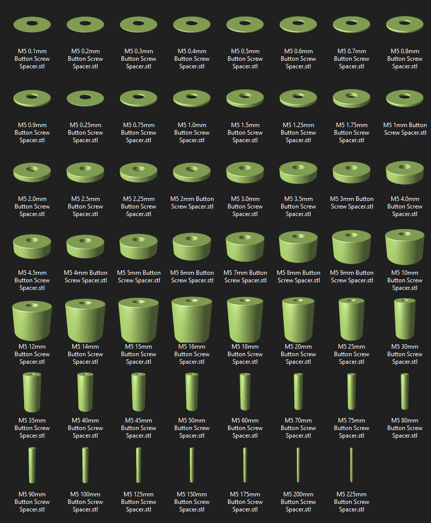 M5 Button Head Screw Spacer Set