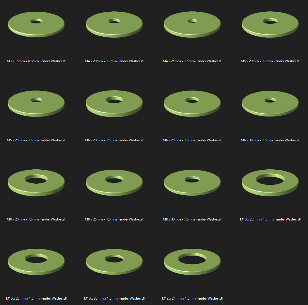 Metric Fender Washer Set M3 M4 M5 M6 M8 M10 M12 by Jer Download free