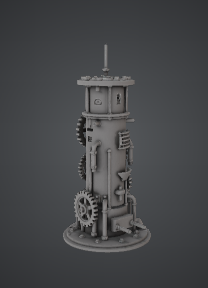 Miniatura 2 do modelo 3D Clockwork Gear Tower – Steampunk Mechanical Structure