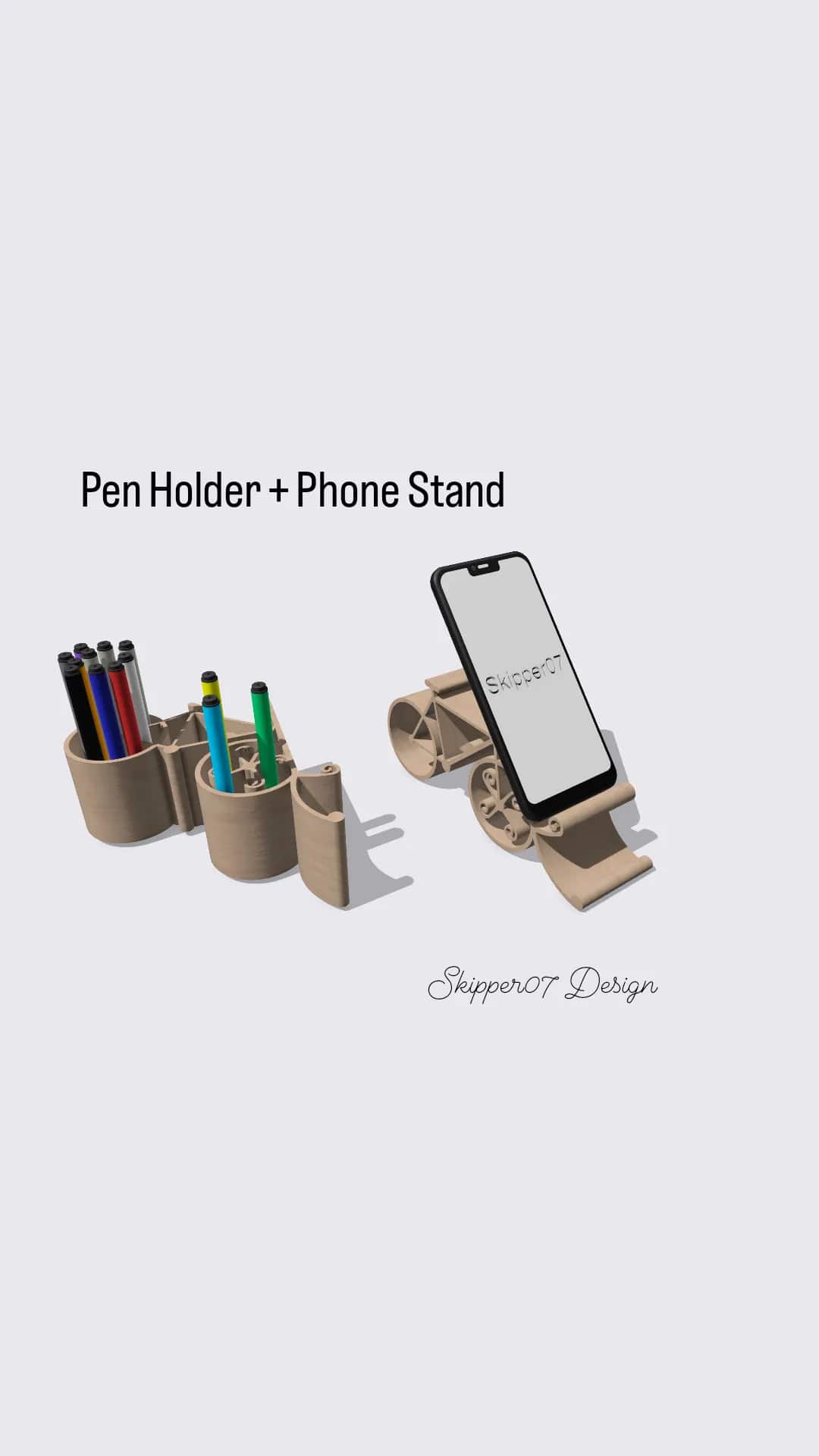 Phone Stand + Pen holder by Skipper07 | Download free STL model ...