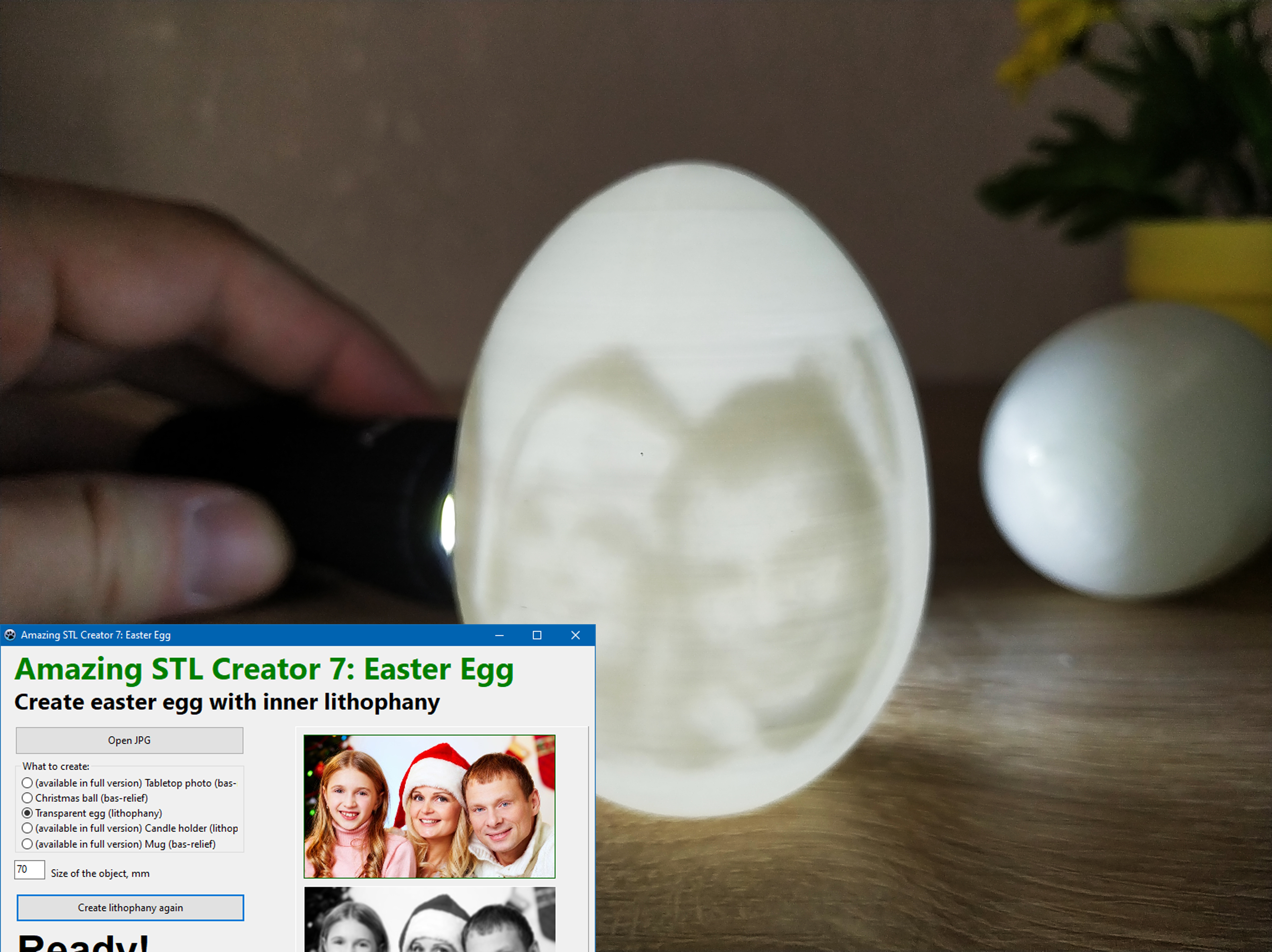 App to create Easter egg with internal lithophany by Print-in-Place_Fun, Download free STL model