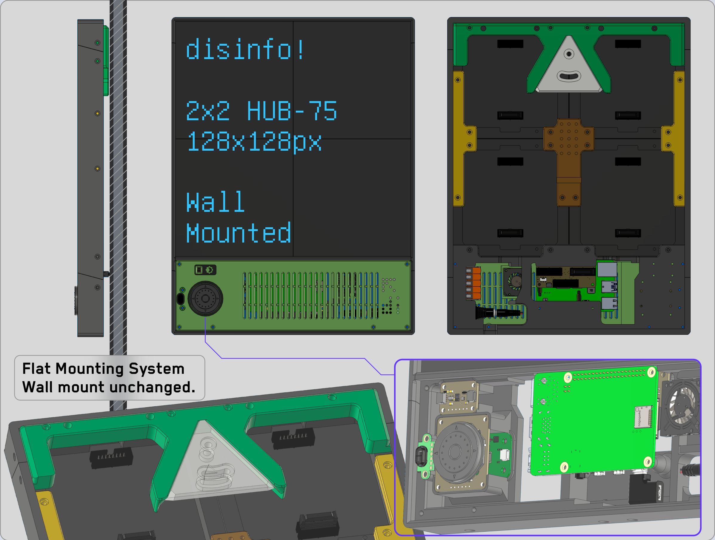 disinfo! (it displays information) LED Matrix -- 2x2 & 2x3 variants