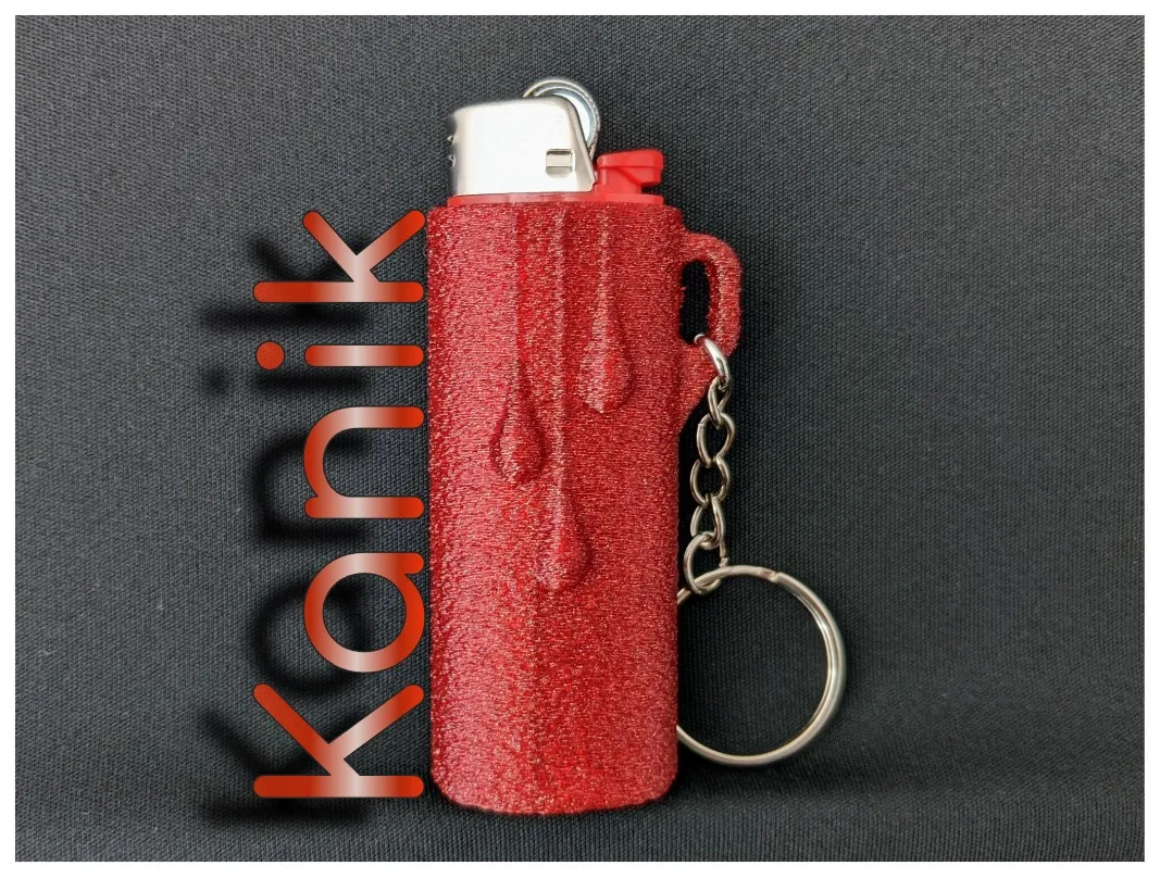 Bic Lighter Case Keychain - Blood, Finger Horns, & Pac-Man - Fuzzy Skin by  Grandpa 3DPrints, Download free STL model