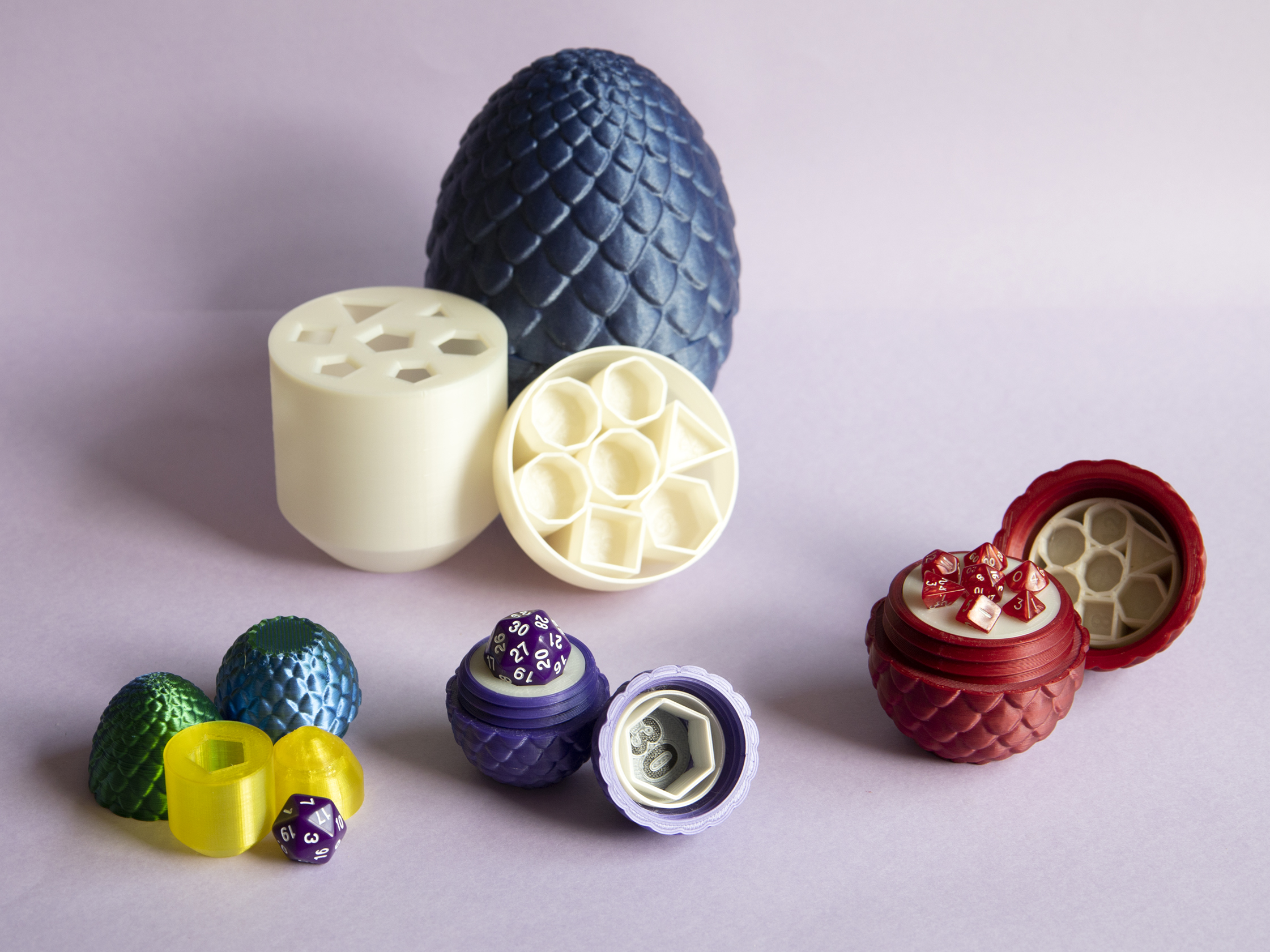 Miniatura 13 do modelo 3D Dragon Egg dice box inserts - Customizable OpenSCAD