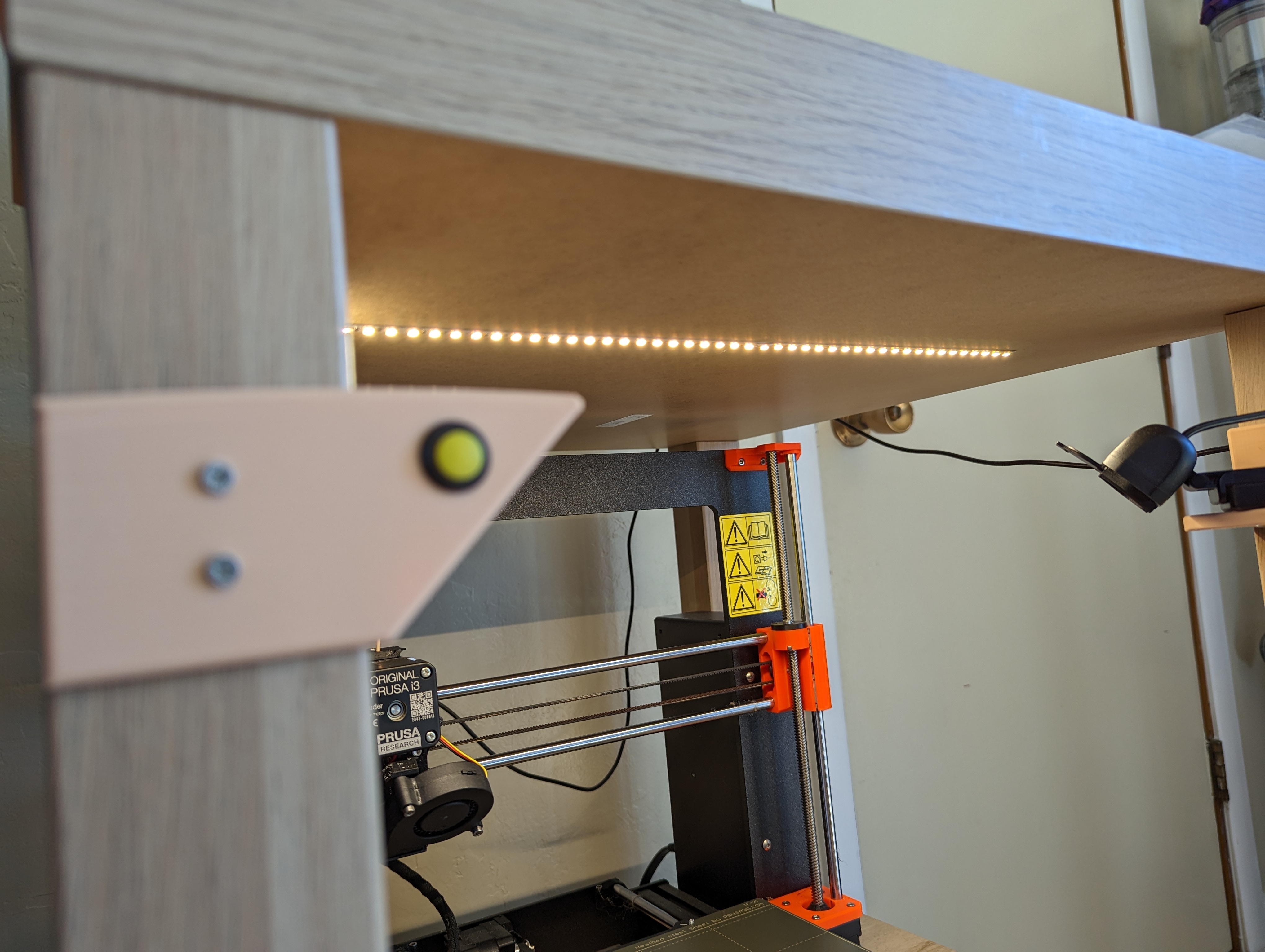 Simple push-button switch for Ikea LACK shelf