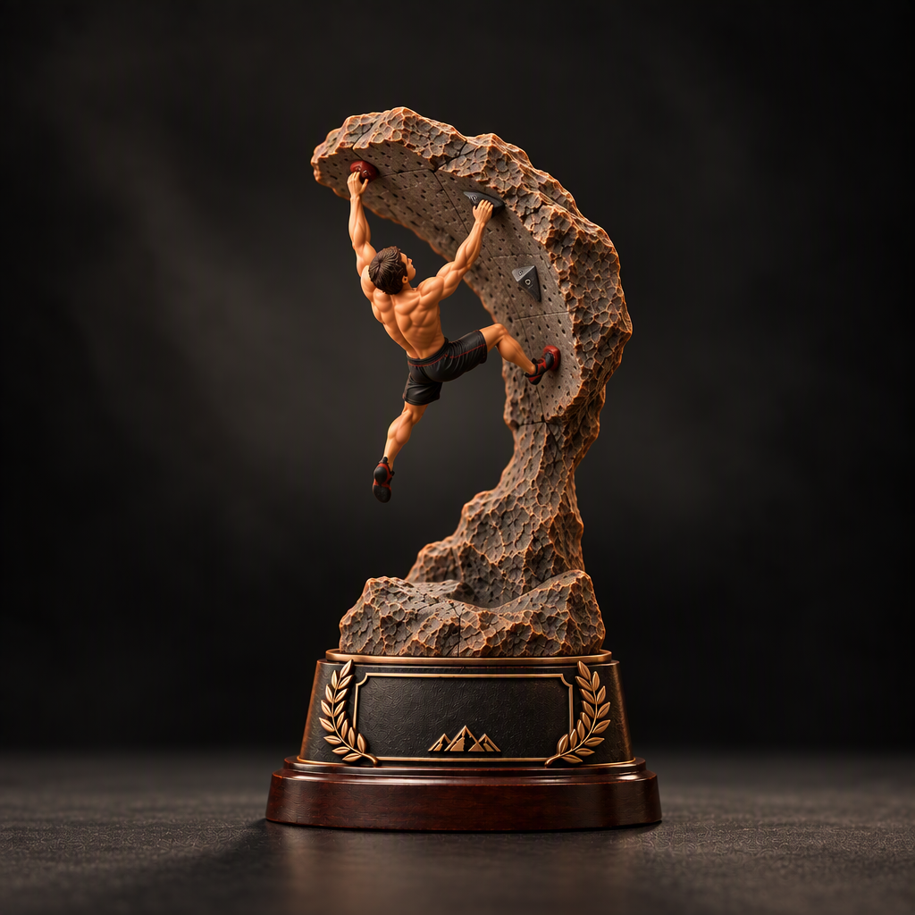 climbing trophy man