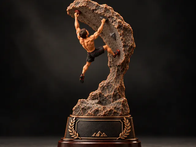 climbing trophy man