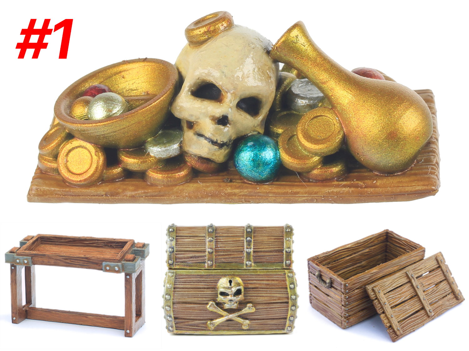 Pirate Treasure Chest Module 1: Gold Coins, Skull, Perls, ...  (Set #4)