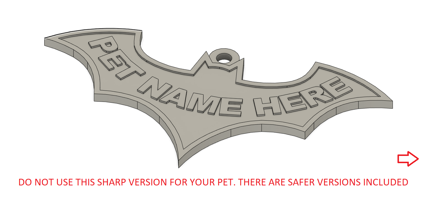 Miniatura 2 do modelo 3D BatPet - Pet Tag