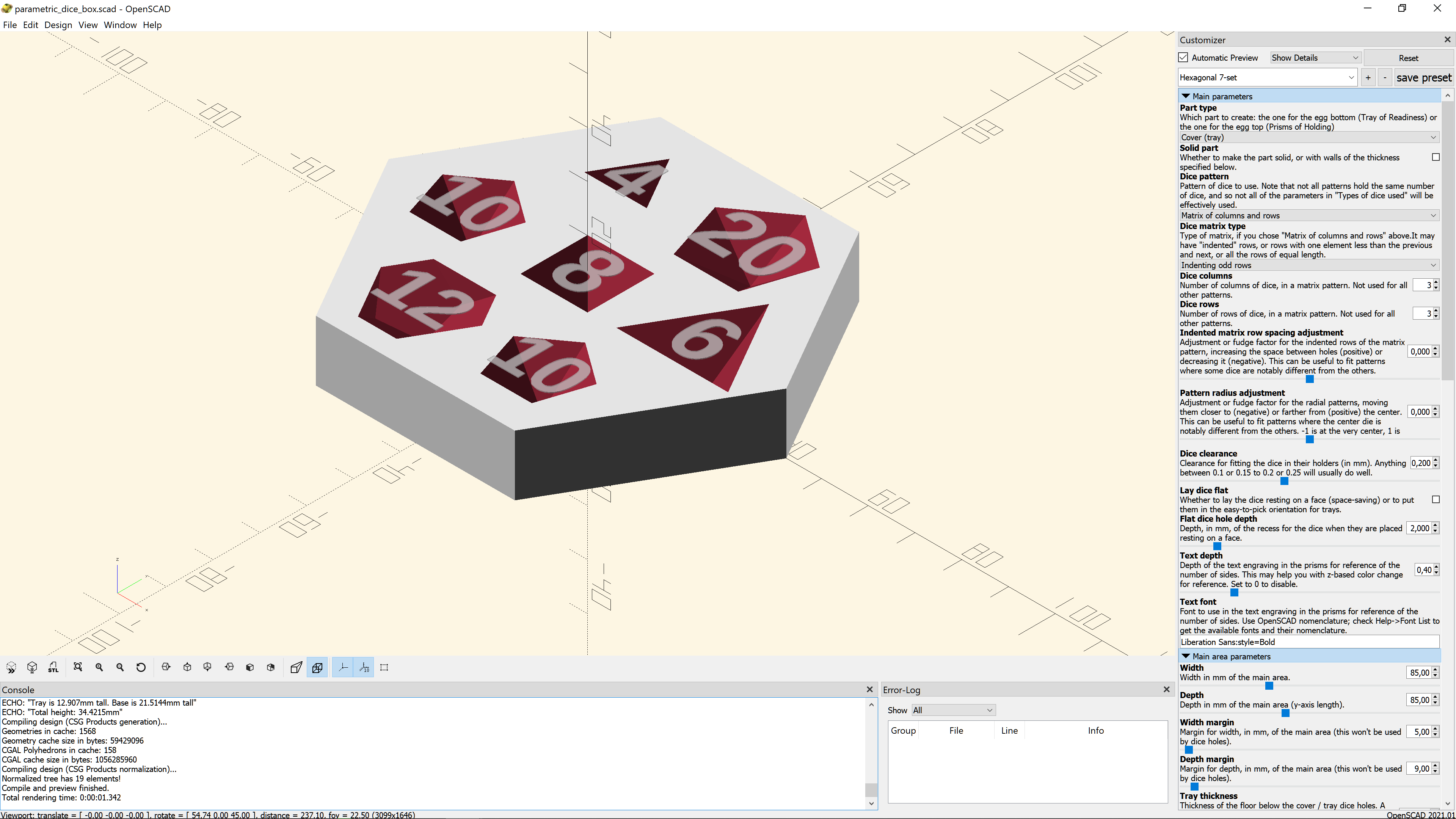Miniatura 8 do modelo 3D OpenSCAD dice box