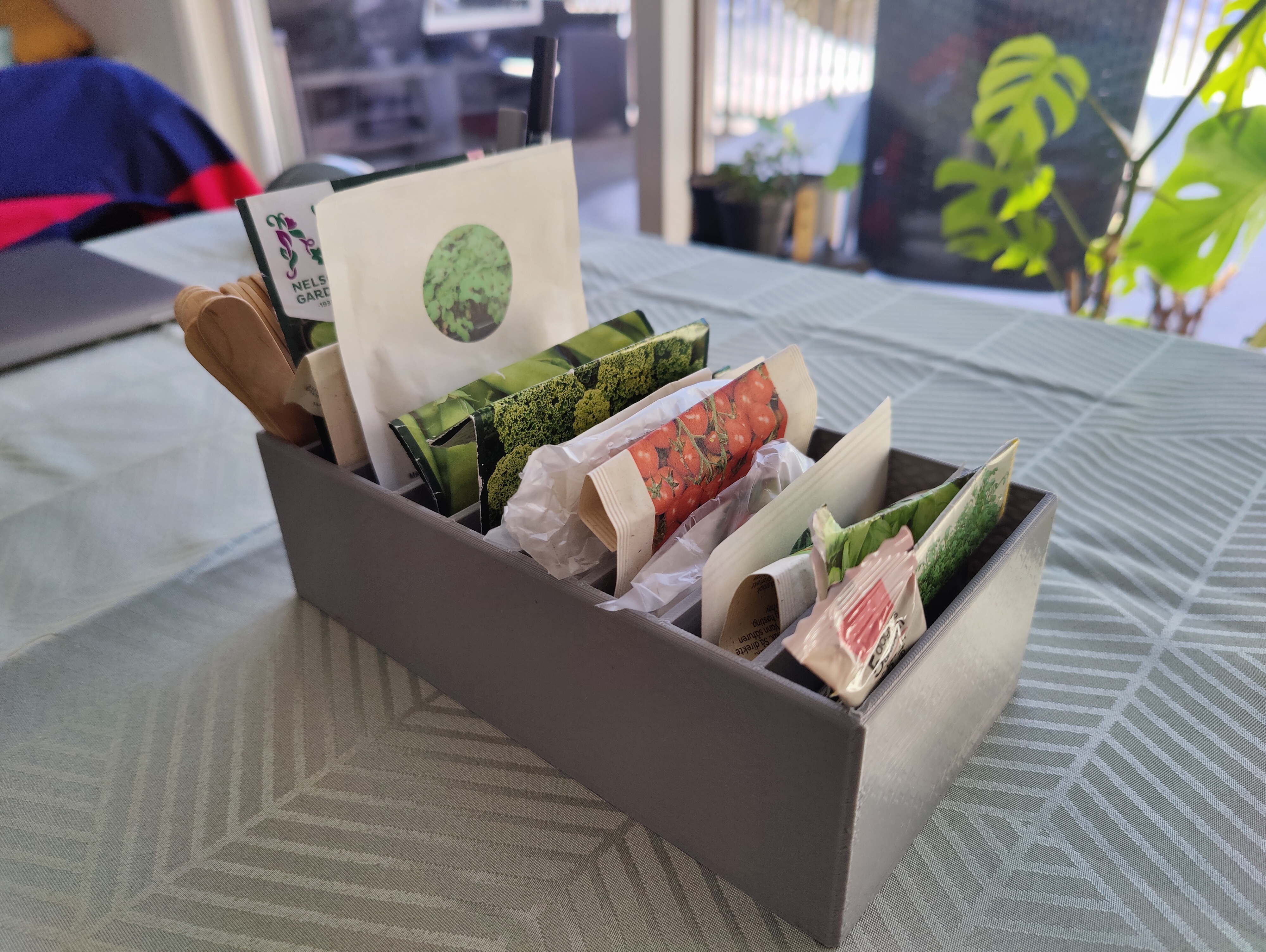 Seed storage box for seed packets