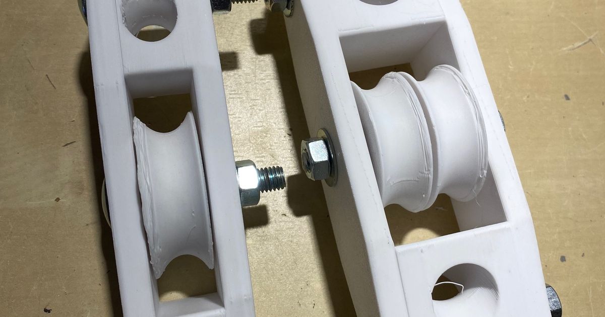 Strong Single and Double Pulley for rope (608 bearings) by floano Download free STL model