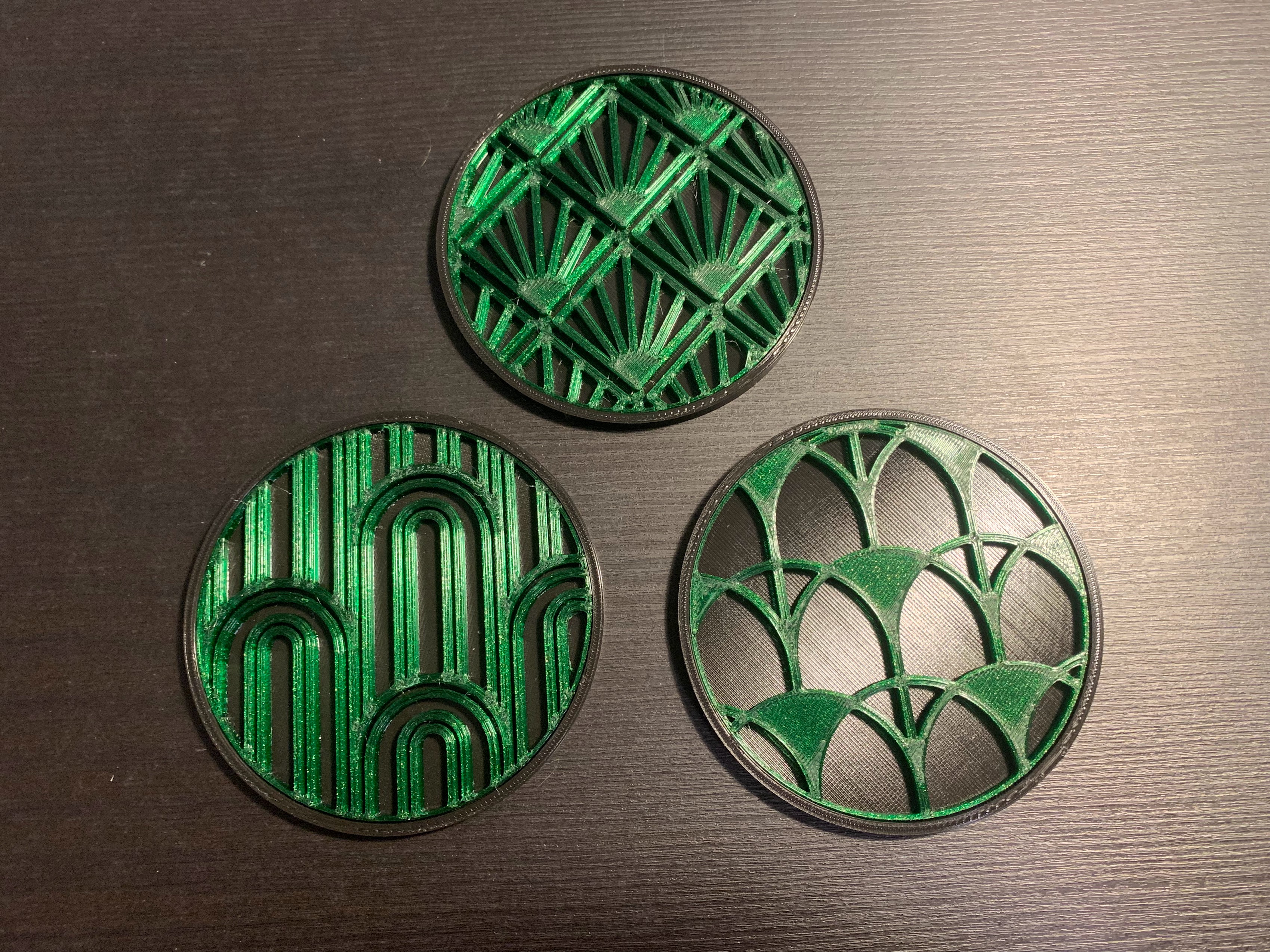 Art deco coaster designs (for Xavier Faraudo's Geo-parametric coasters)