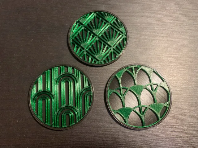 Art deco coaster designs (for Xavier Faraudo's Geo-parametric coasters)