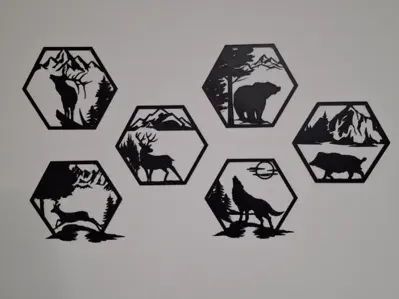 Hexagon Wildlife Wall Art