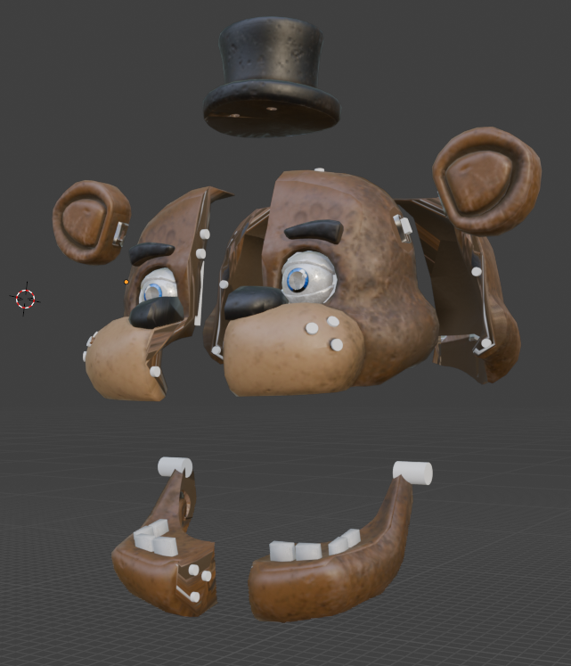 Poseable segmented Freddy Fazbear helmet