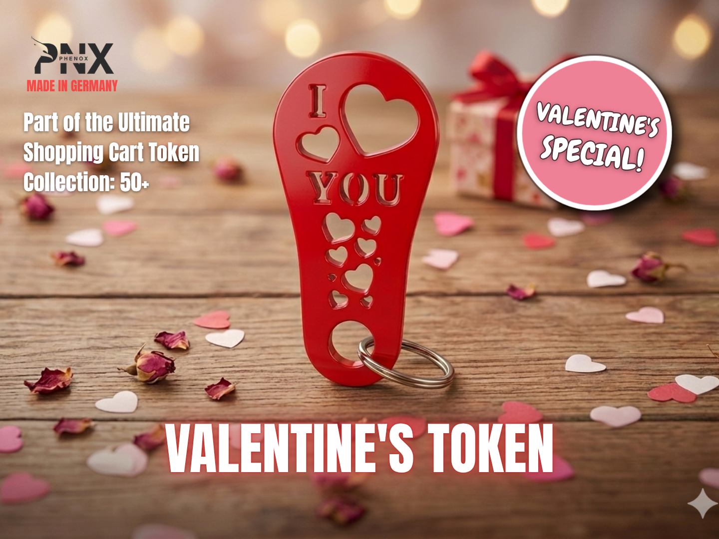 Valentine's Day Shopping Cart Token | "I LOVE YOU" Heart Edition