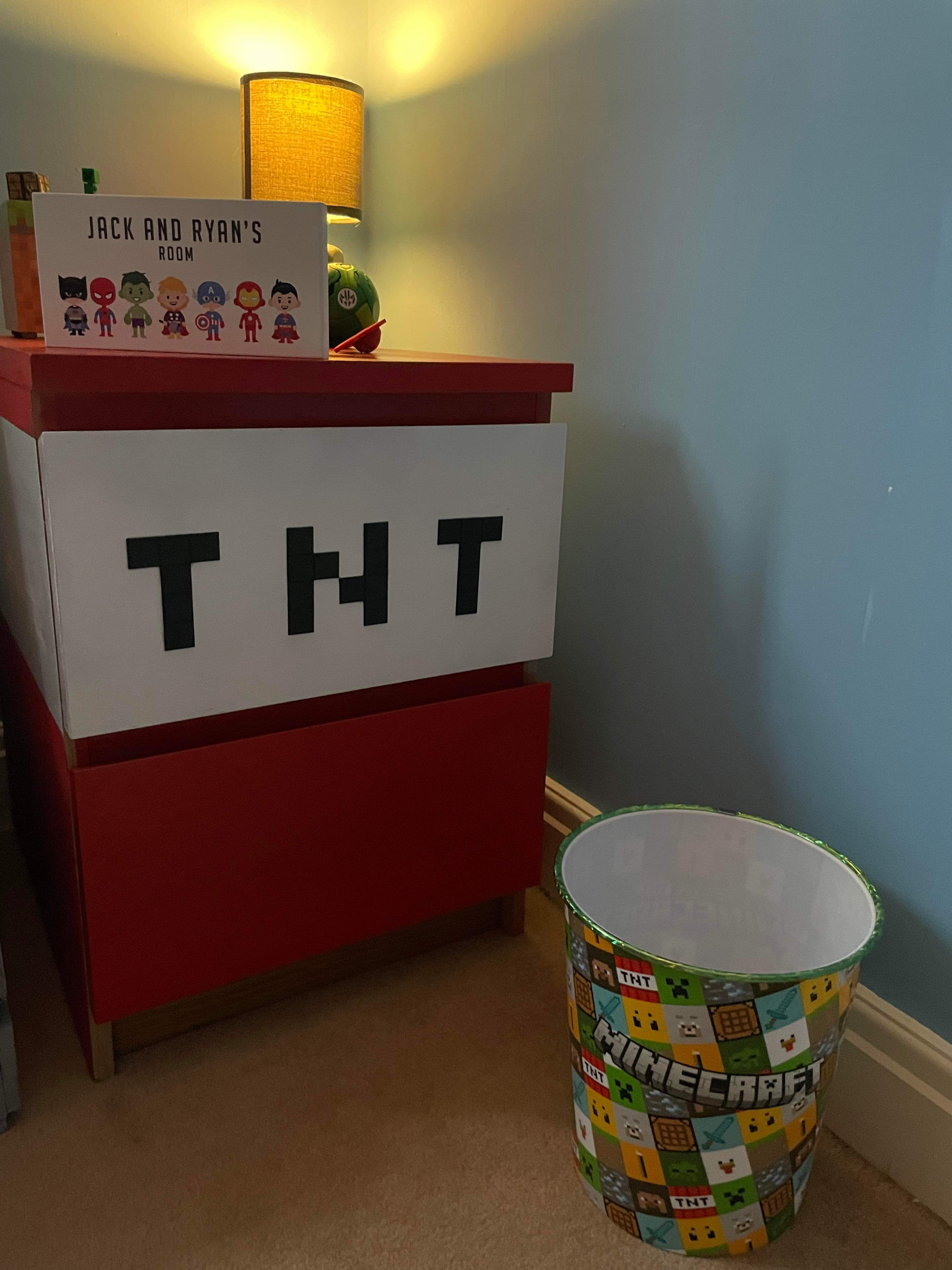 Minecraft style TNT lettering