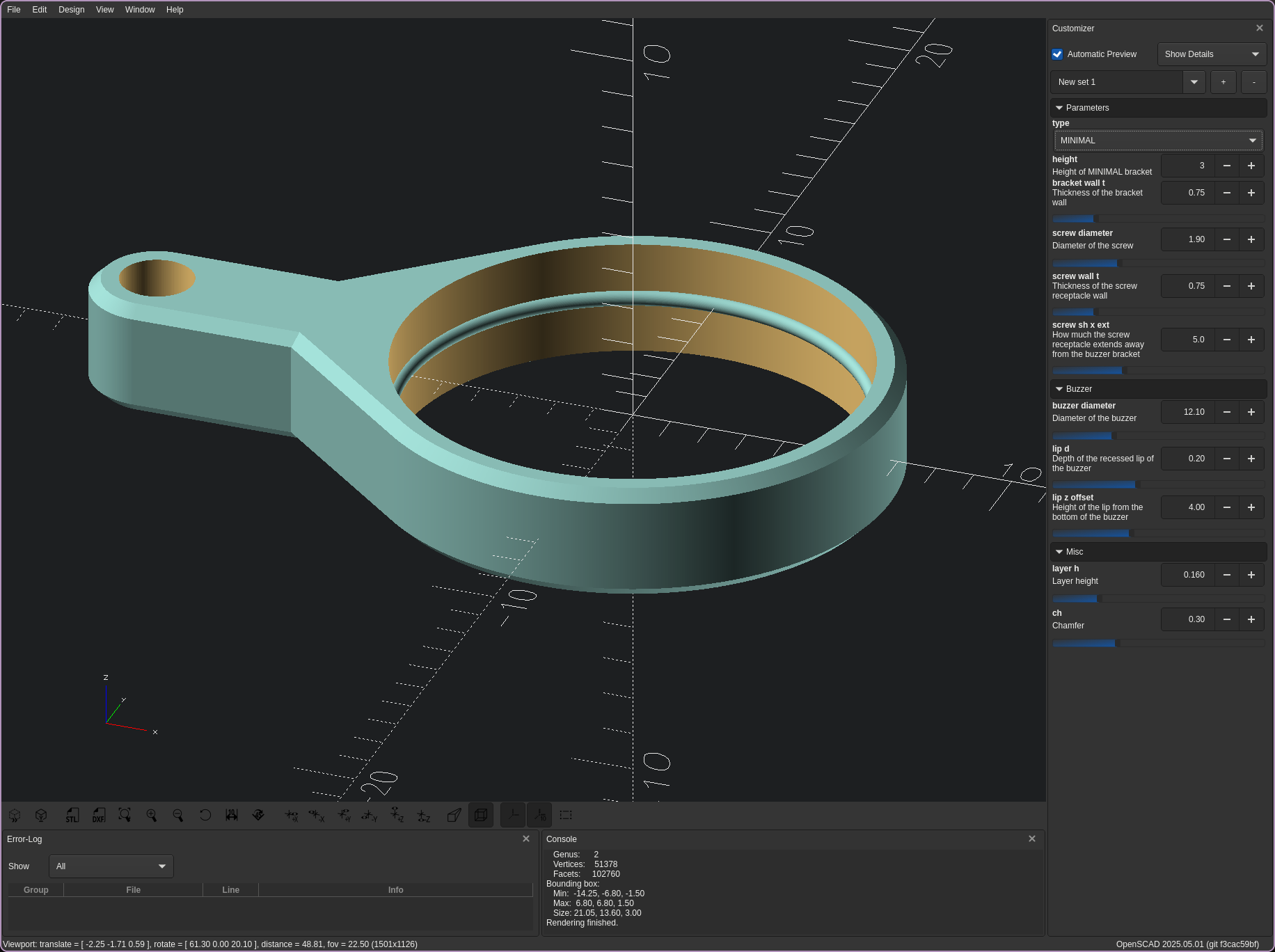 Parametric Whoop Buzzer Mount [OpenSCAD] — miniatura 3