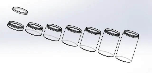 Family of 100mm Diameter Jars in Various Heights with Covers