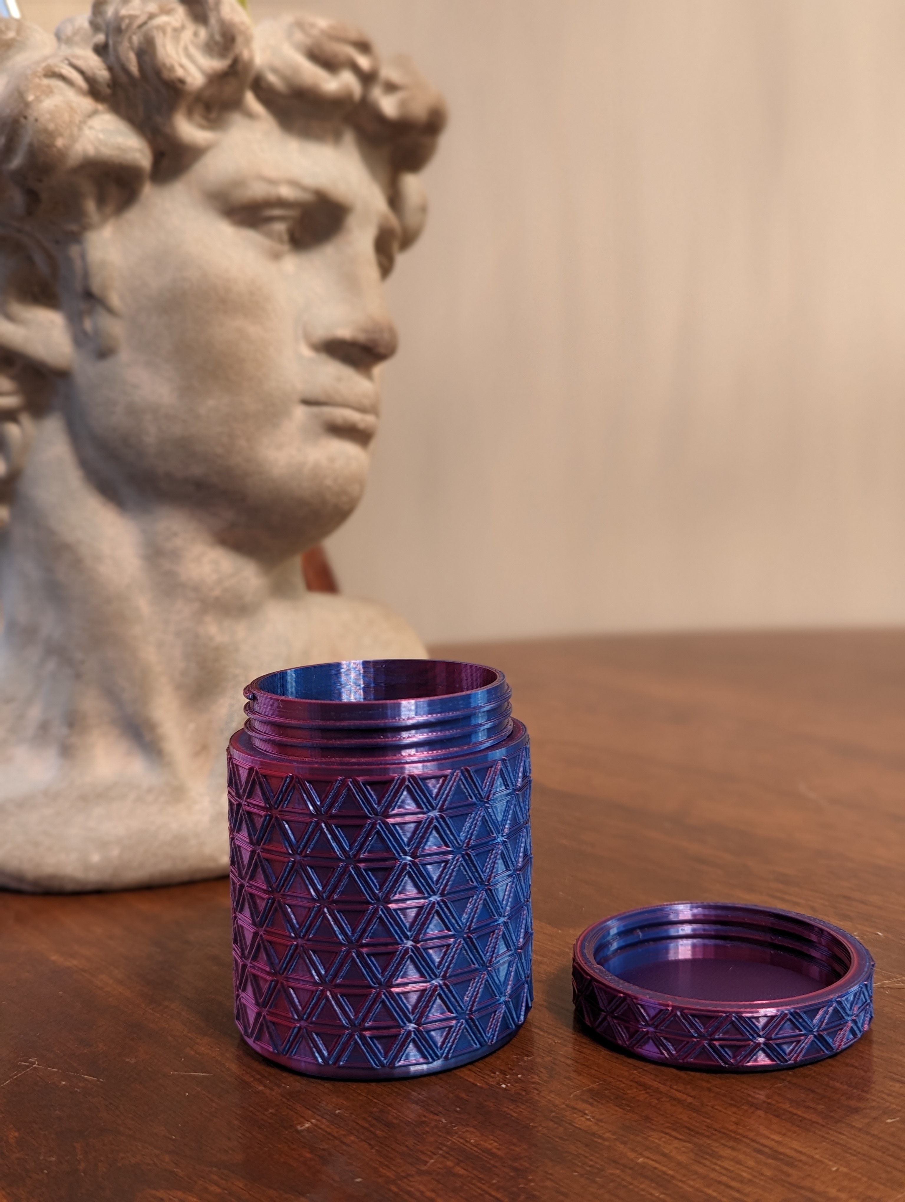 Cylindrical Jar with Embossed Triangle Design