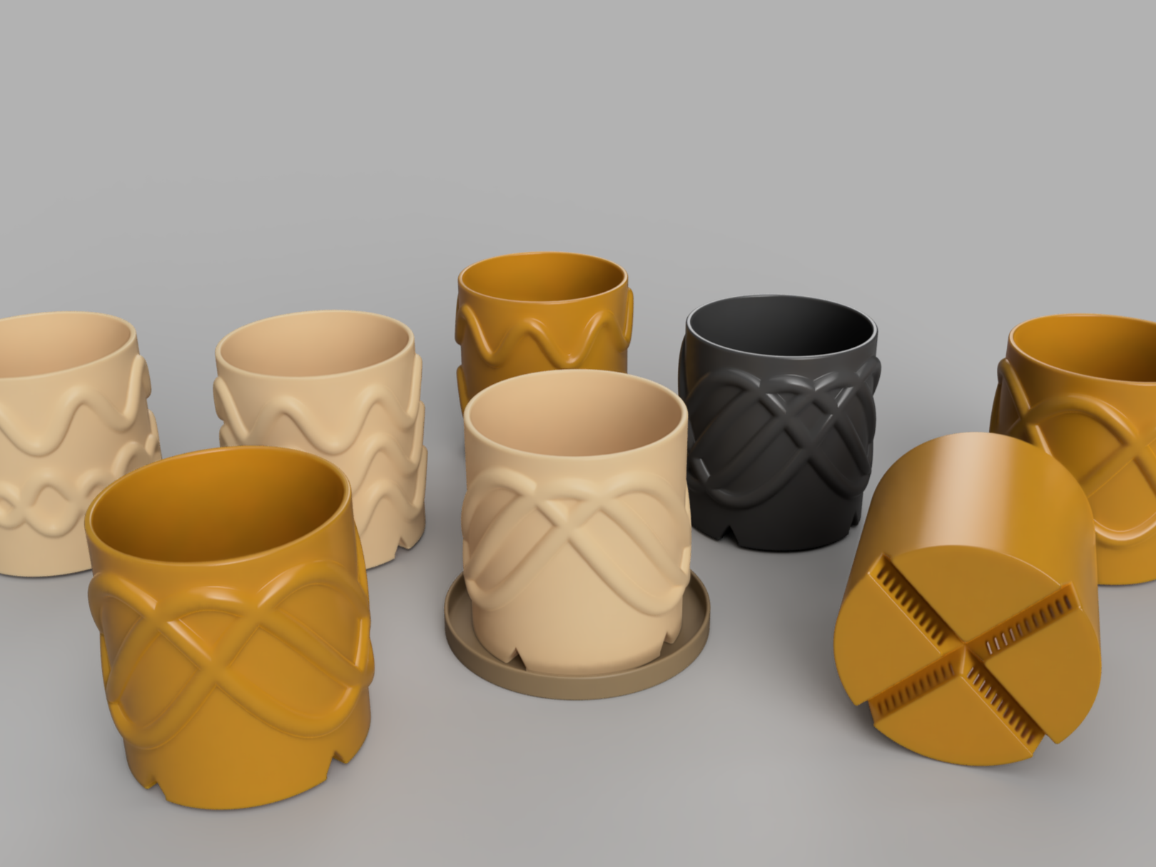 Wave pot with drainage 3D model