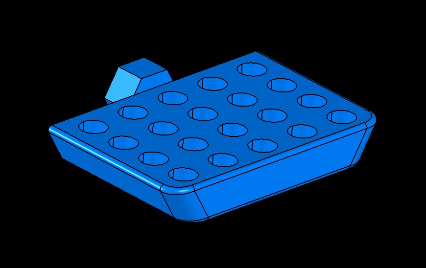 3D printer nozzle storage tray with a single small honeycomb attachment for the HSW