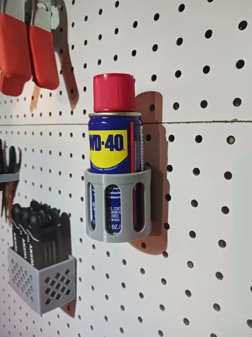 Mini WD-40 holder for 1/4" Pegboard