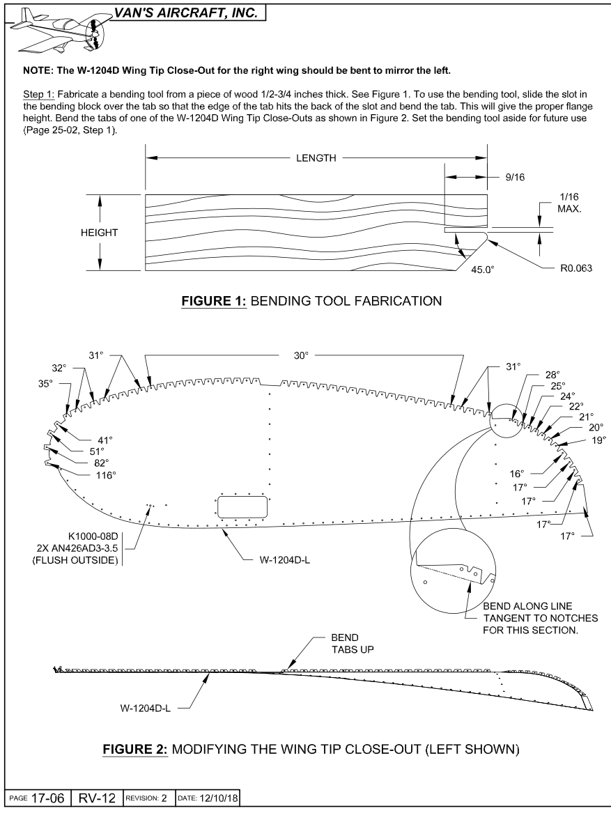 RV-12iS W-1204D Wing Tip Close-Out Bending Tool by Bryan Stearns ...