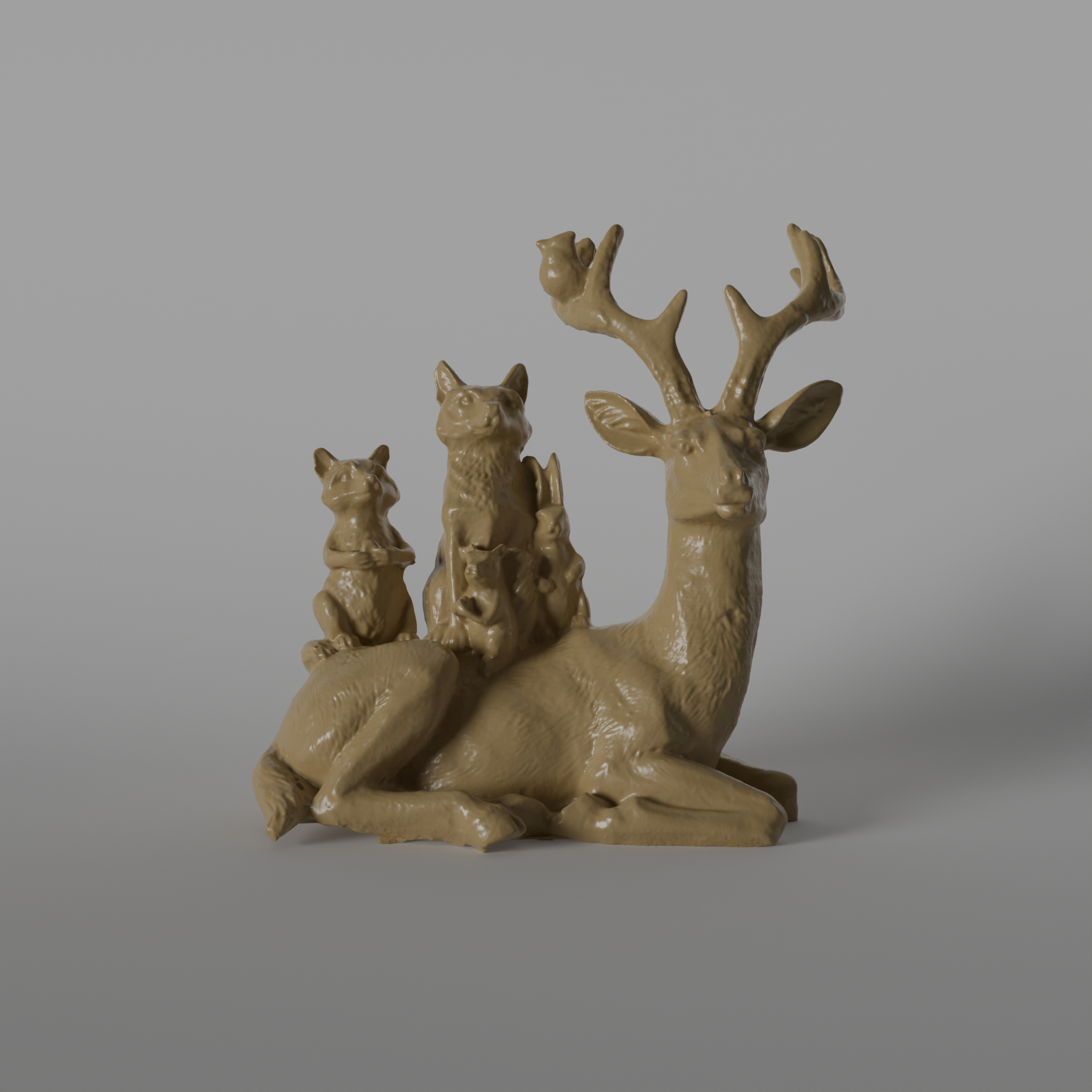 Wood Carved Animal Statue 3D Scan