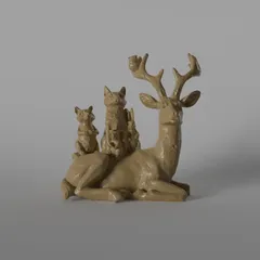 Wood Carved Animal Statue 3D Scan