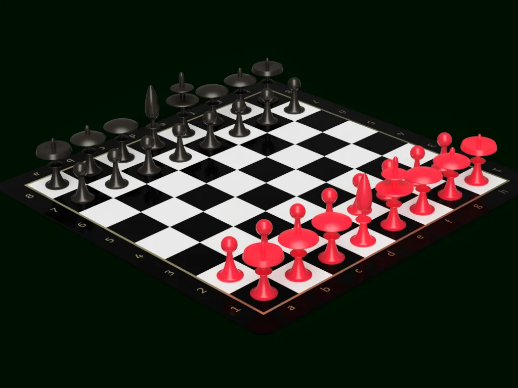 Chess Pieces 4 White Chessboard Setup Board Game (Download Now) 