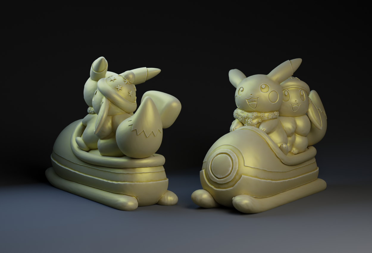 Pikachu and Evee Christmas Sled