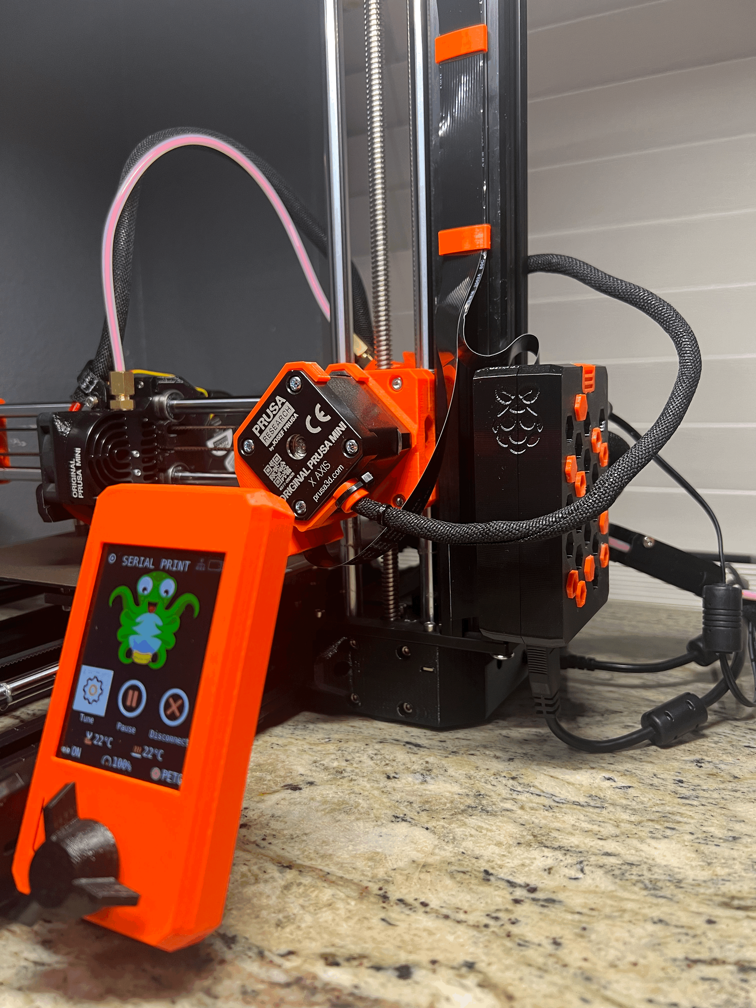 Prusa Mini Raspberry Pi 3 case and mount - remixed with slot for camera cable
