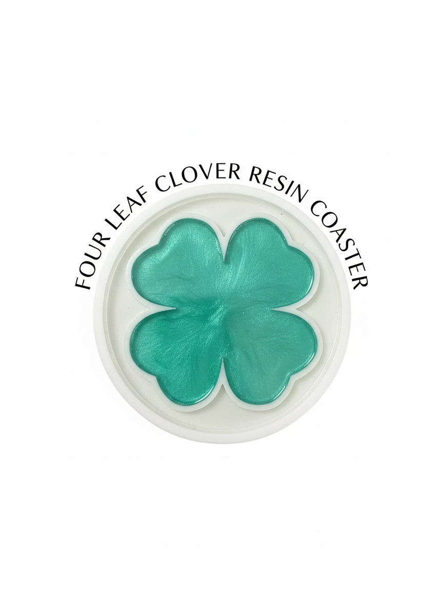 Celtic Four Leaf Clover Coaster with Epoxy Resin Inlay