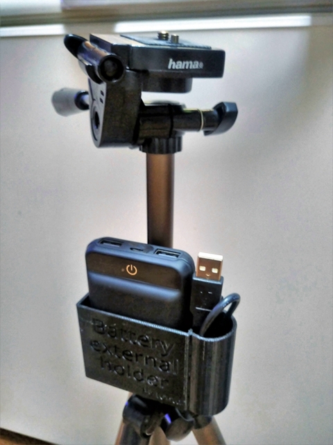 Battery Pack Holder  for Hama Camera Tripod using a Zoom Q2n-4K camera