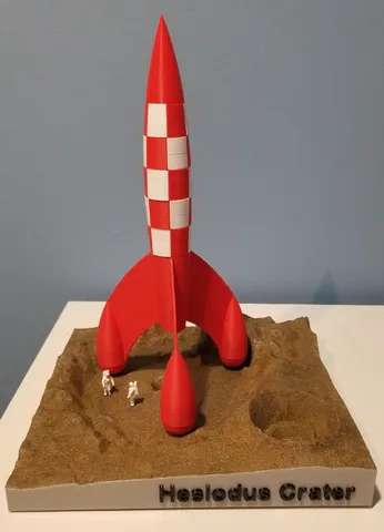 Moon surface with Tintin's Rocket